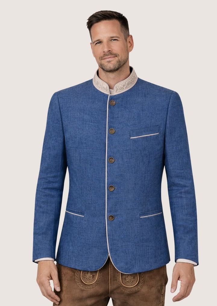 Marineblauer Trachtenmantel für Herren, ideal für das Oktoberfest
