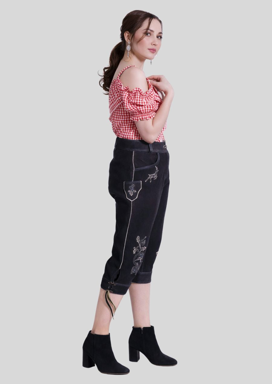 Traditionelle Damen Bundhose braun für Oktoberfest