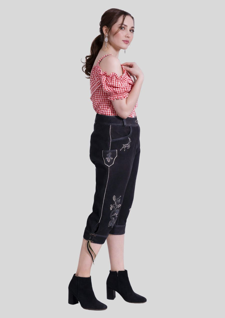 Traditionelle Damen Bundhose braun für Oktoberfest