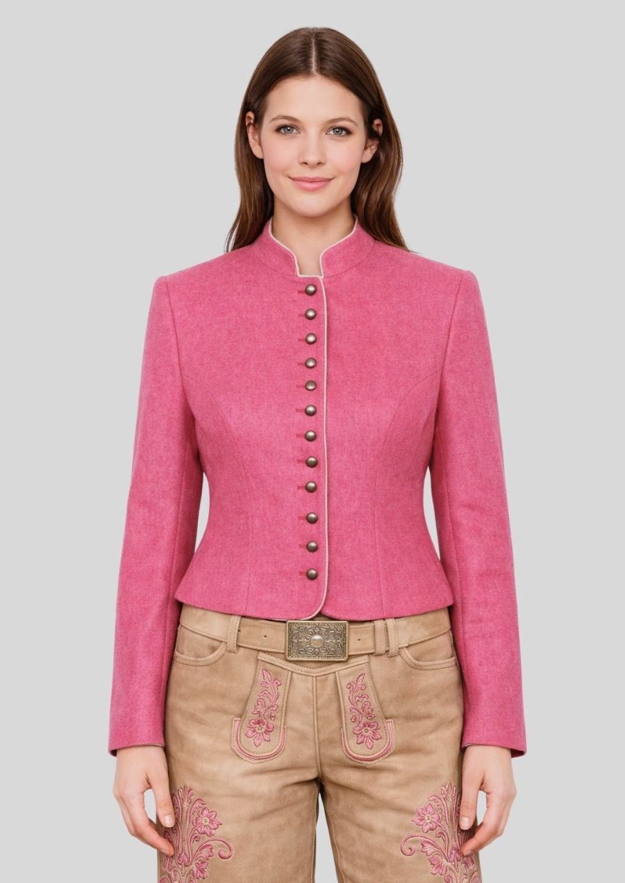 Rosa Oktoberfest Damenjacke Vorderansicht