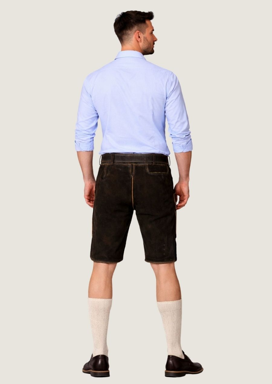 Klassische Herren Trachtenlederhose aus Ziegenvelours für Oktoberfest und Volksfeste
