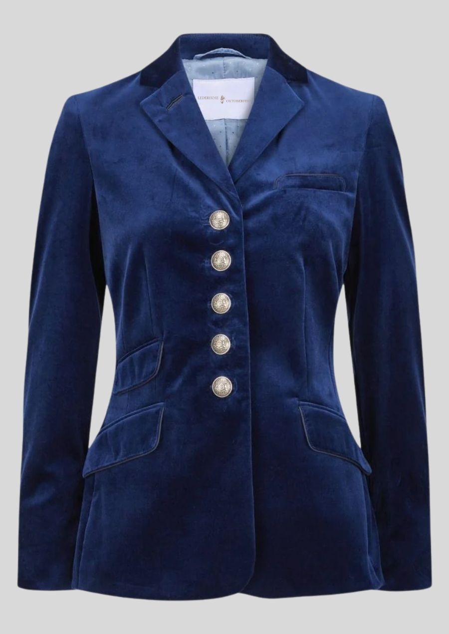 Oktoberfest Samtblazer Damen blau