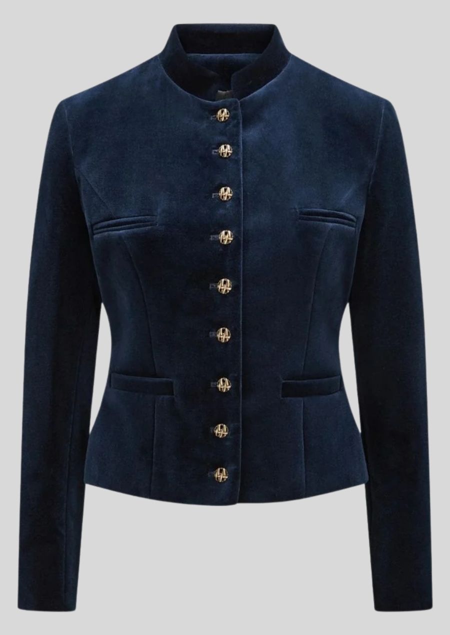 Oktoberfest Samtjacke Damen marineblau
