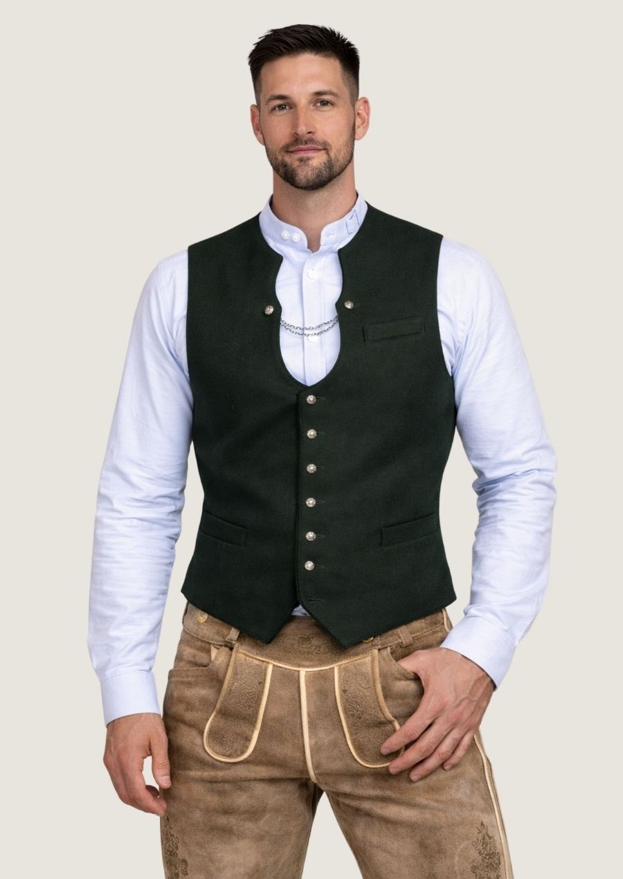 Premium Wollweste für Herren in Dunkelgrün, ideal für festliche und elegante Anlässe