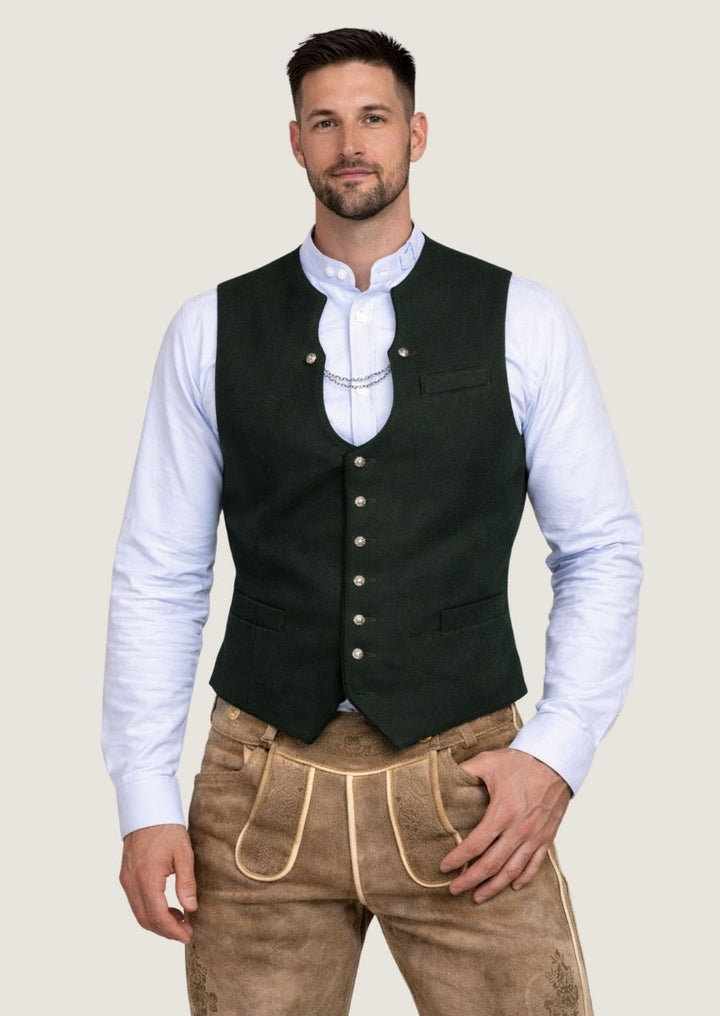 Premium Wollweste für Herren in Dunkelgrün, ideal für festliche und elegante Anlässe