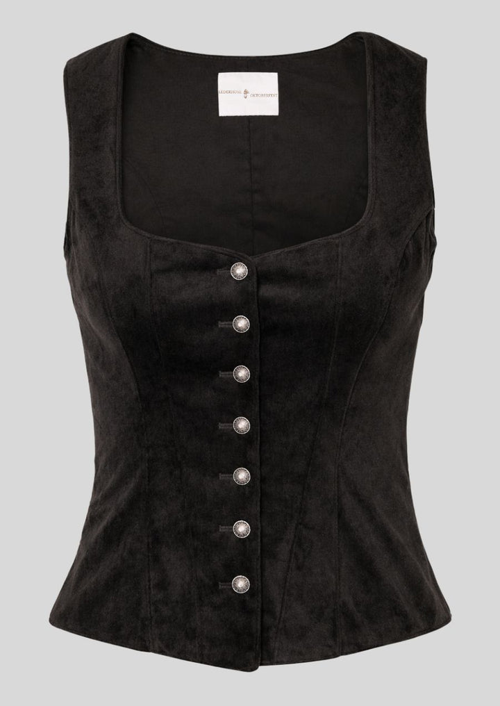 Detailansicht schwarze Samt Trachtenweste Damen