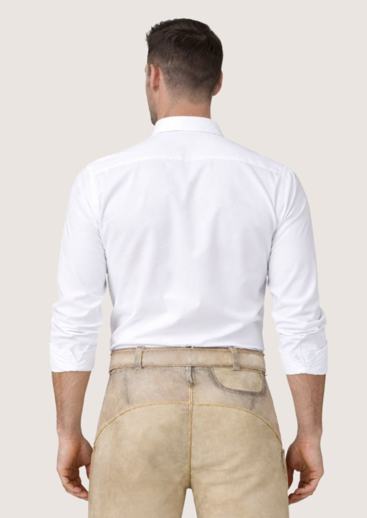 Elegantes weißes Trachtenhemd für Herren mit Plissee im Alpenstil