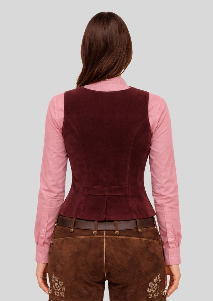Rückseite Damen Trachtenweste Bordeaux