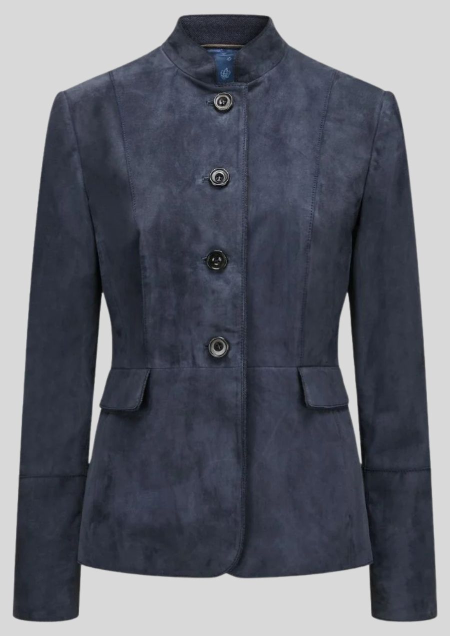Ziegenleder Trachtenjanker Damen blau